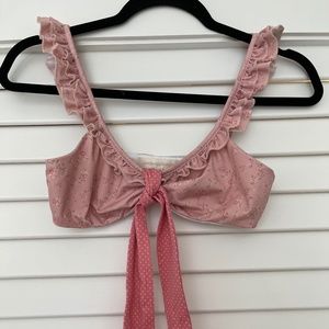 Love Shack Fancy floral tie bikini top